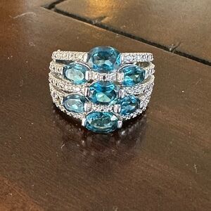 Colleen Lopez 4.5ct London Blue Topaz Ring. Size 9.